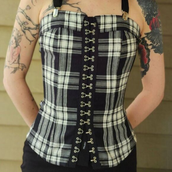 Tripp nyc Tops - TRIPP NYC Black & White Tartan Plaid Corset Bustier
